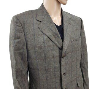 Canali Mens Wool Plaid Blazer Jacket 3-Button Checkered Pattern. 42R
